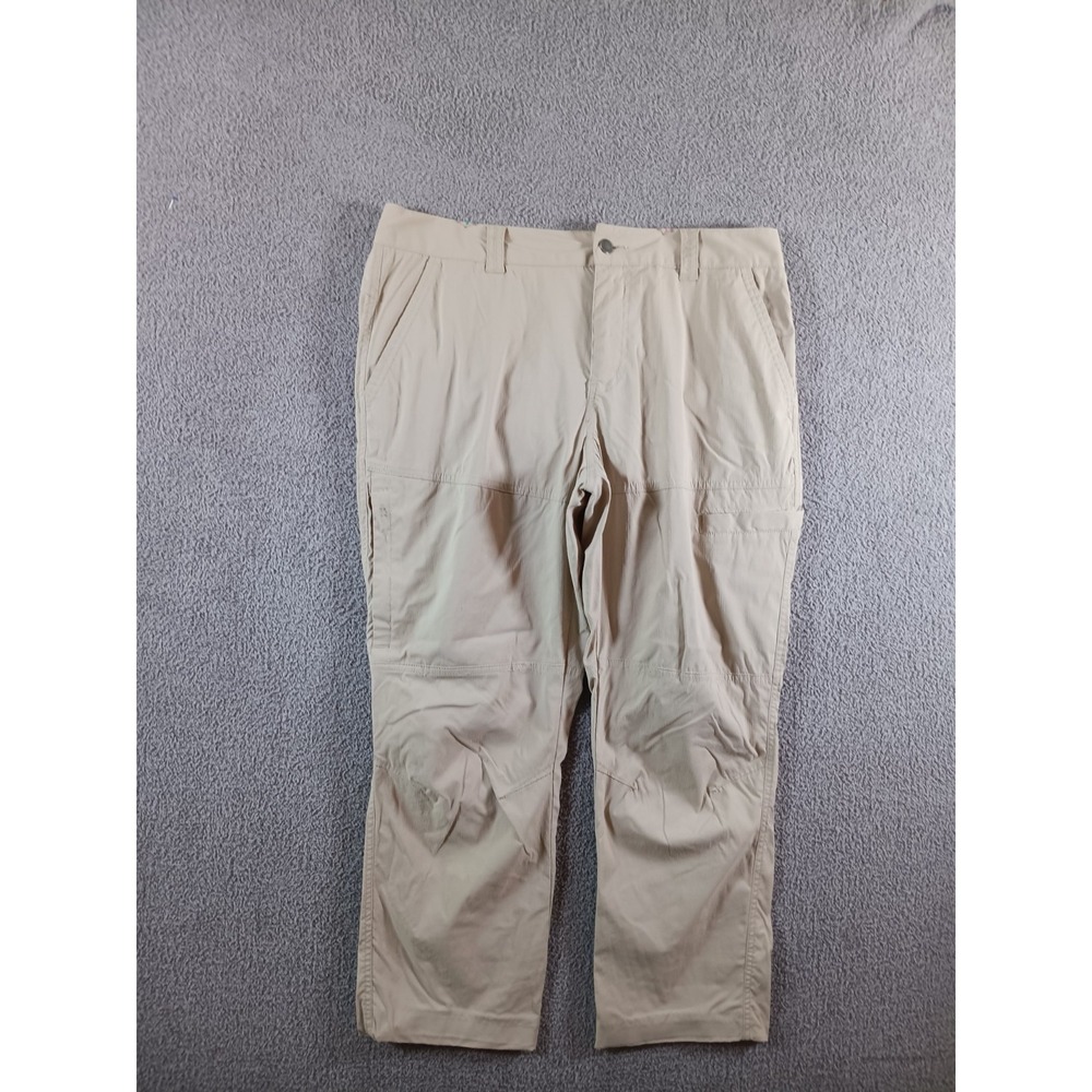 Columbia Mens 34x30 Hiking Pants Beige Stretch Nylon Cargo Outdoor Travel